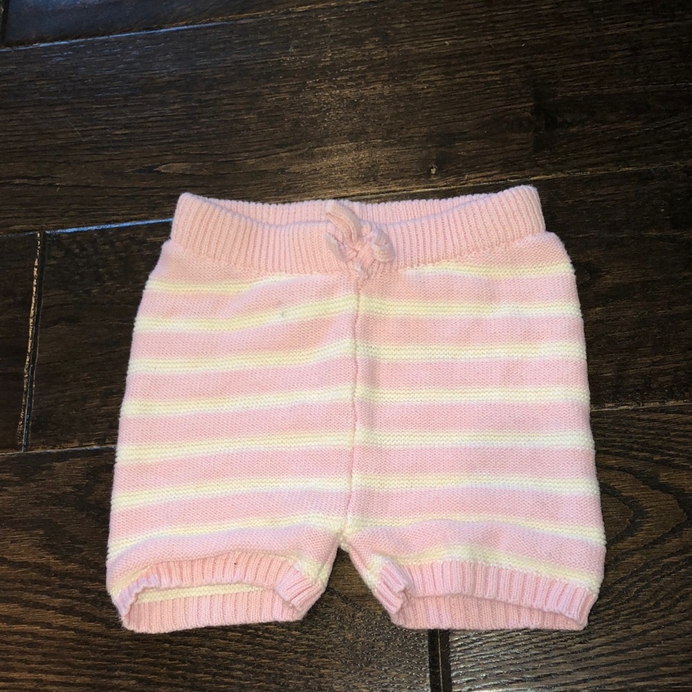 Stitch & Bean pink and white striped cotton bottoms size 6-9 months
